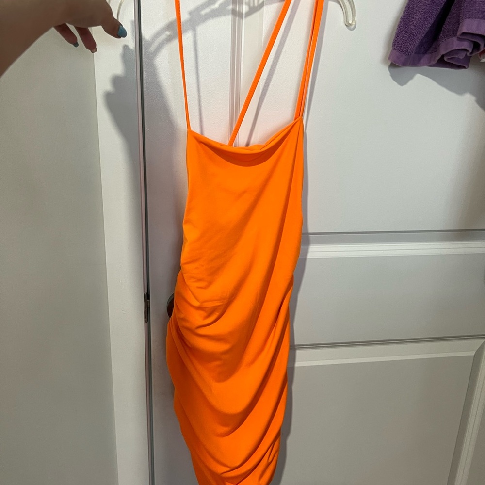 neon orange dress